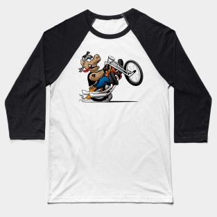 Biker Hog Motorcycle Cartoon Baseball T-Shirt